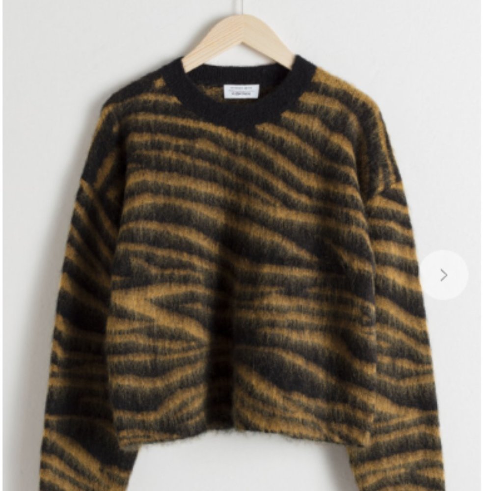& Other Stories Wool Blend Zebra Print Sweater